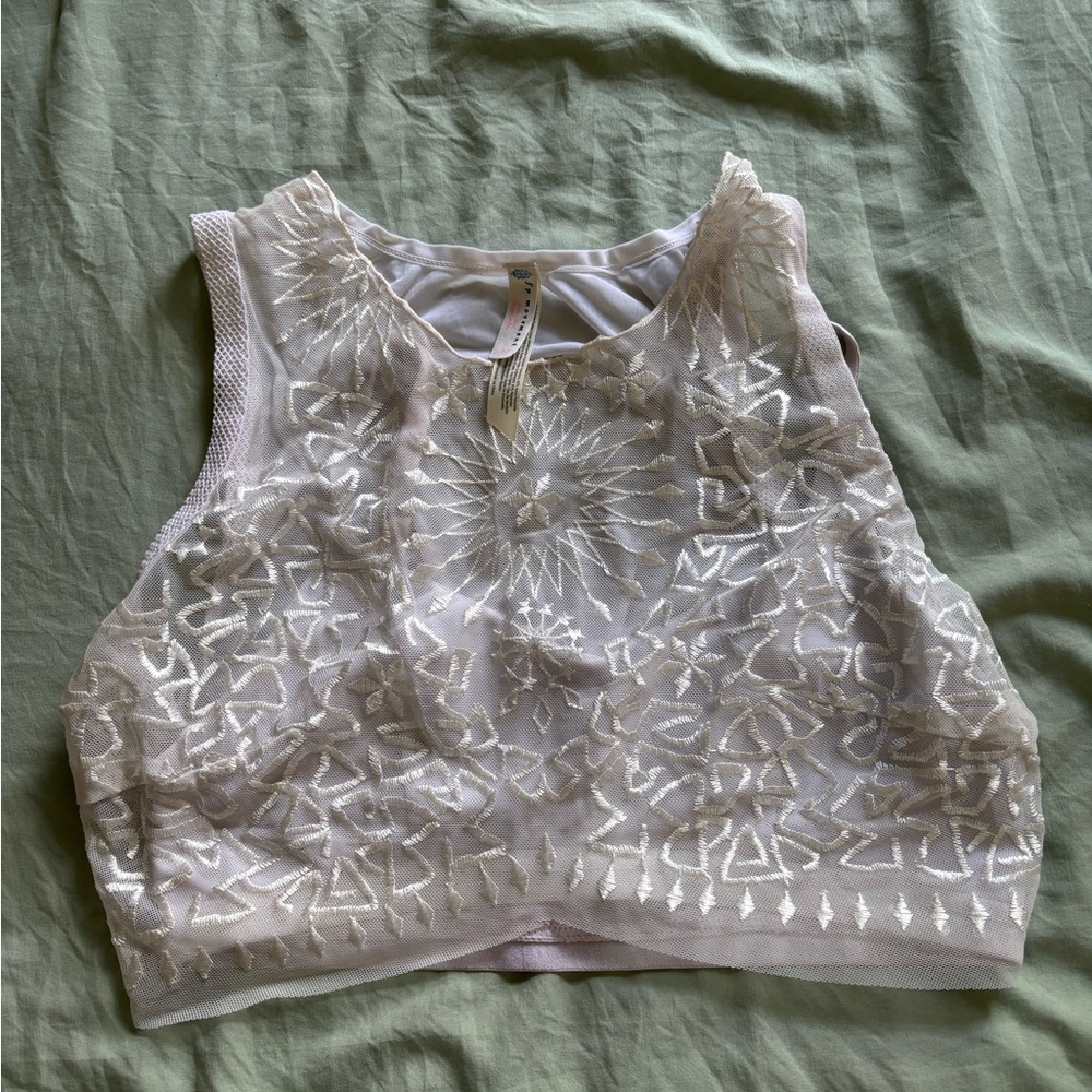 JS Collections White Embroidered Tank Top